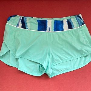 Lululemon light green turquoise speed shorts